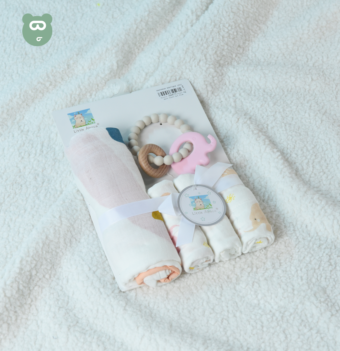 Muslin Towel, Teether & Wash Cloth Set Pink