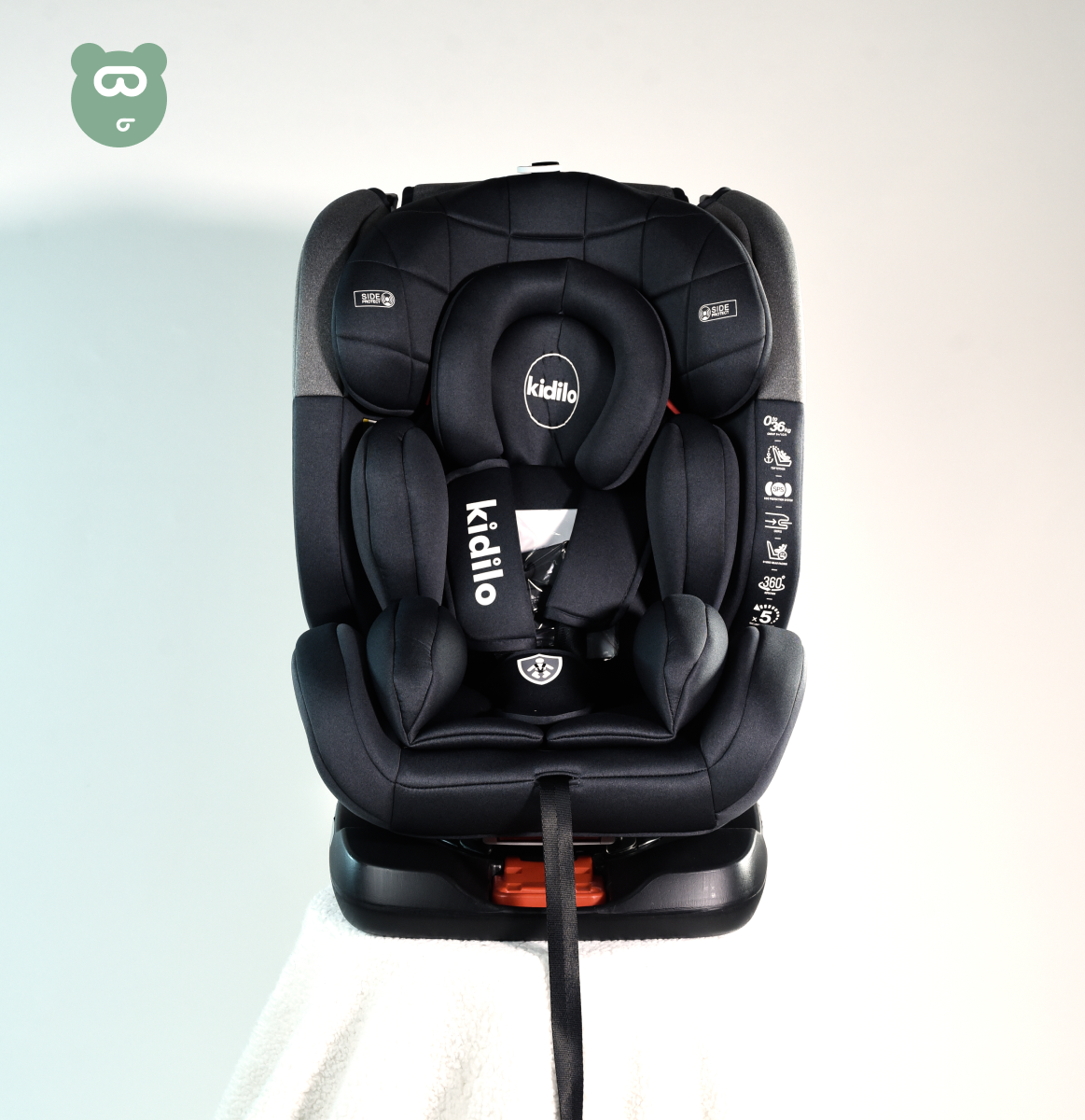 Kidilo 360 Isofix Car Seat - KBH308 - Light Grey