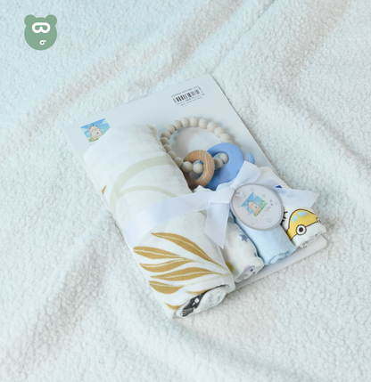 Muslin Towel, Teether & Wash Cloth Set Blue