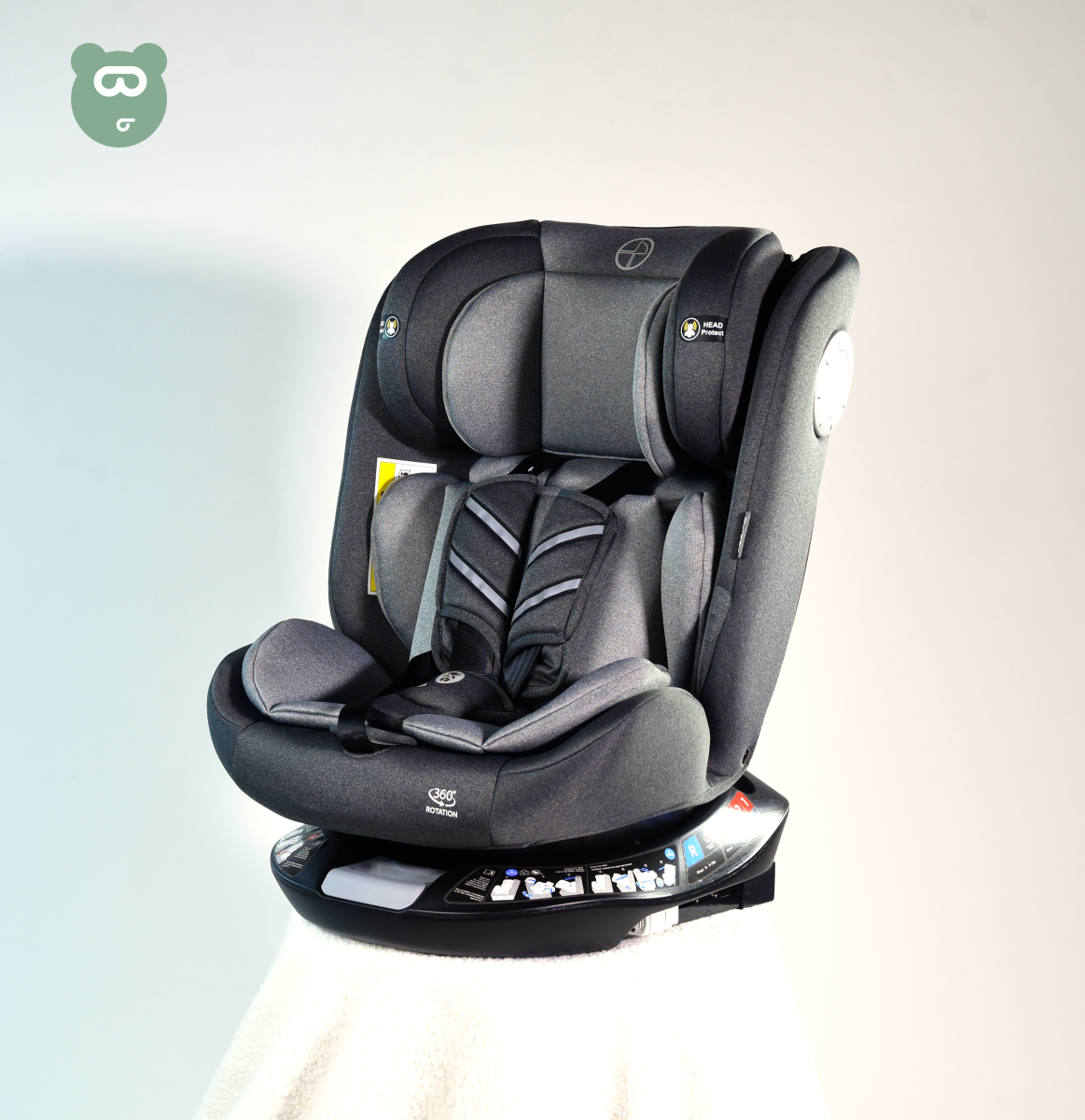 Burbay 360 Isofix Car Seat - G410 - Grey