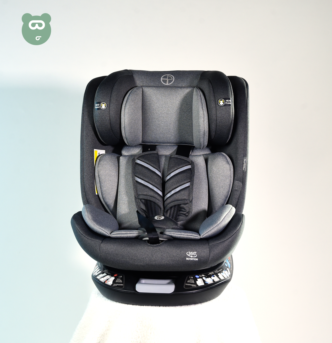 Burbay 360 Isofix Car Seat - G410 - Grey