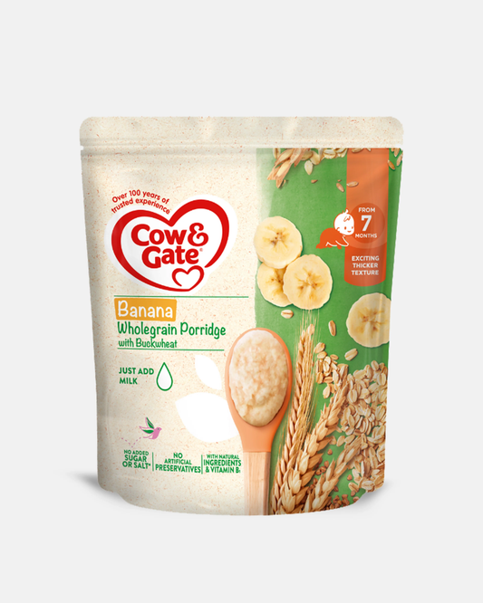 Cow & Gate Baby Food Banana Wholegrain Porridge with Buckwheat (7+)
