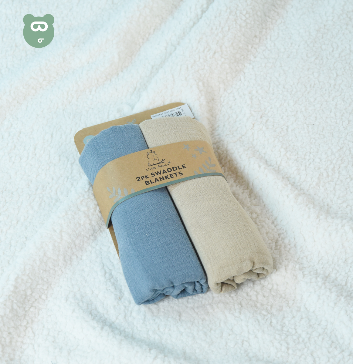Swaddle Blanket 2pcs Blue & Beige