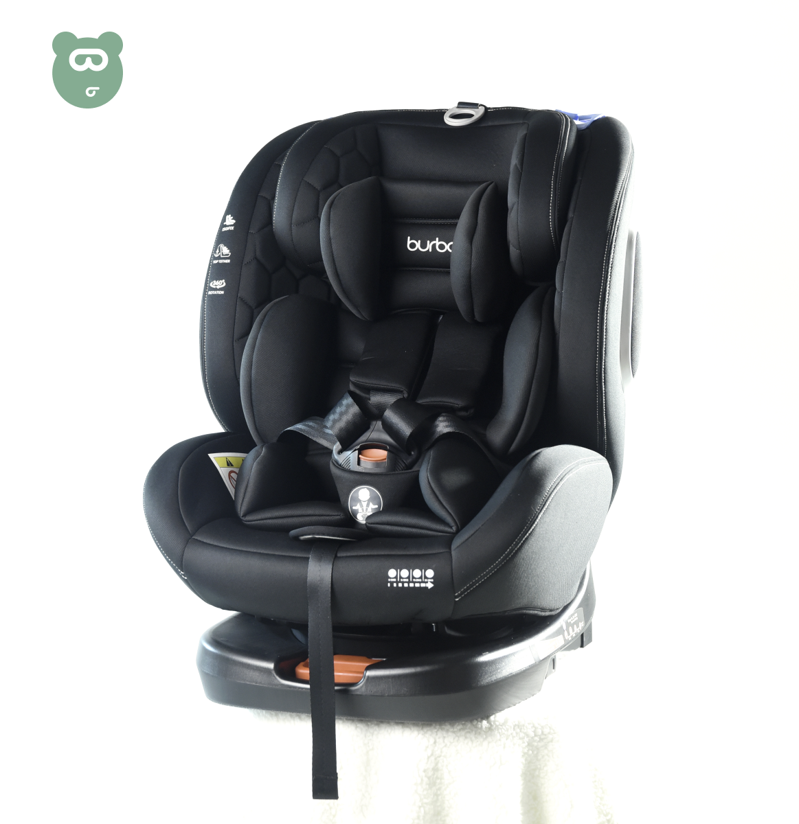 Burbay 360 Car Seat Isofix Black3