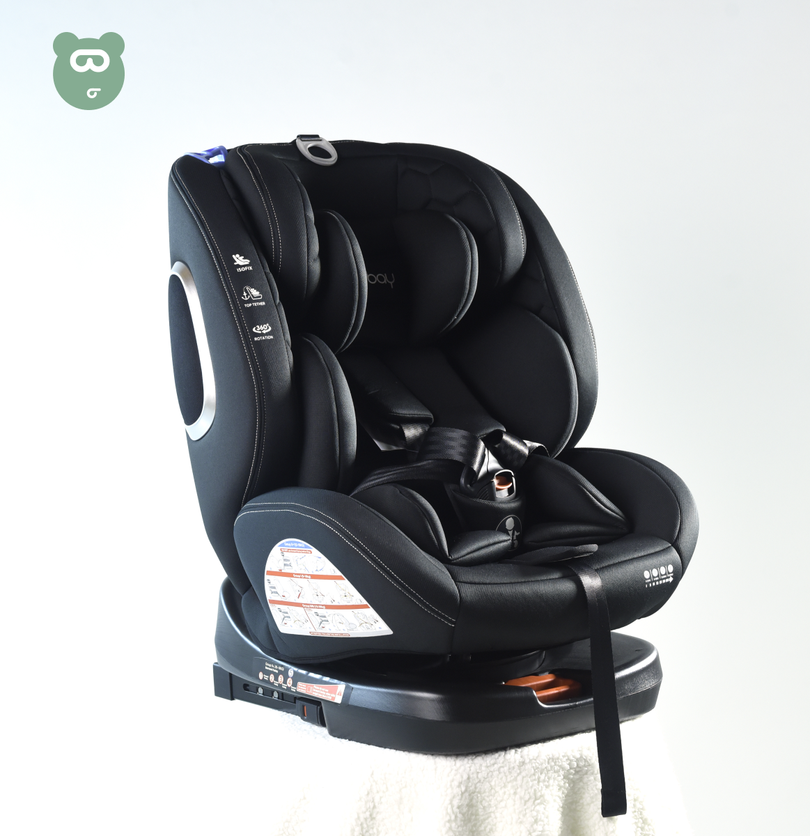 Burbay 360 Car Seat Isofix Black3