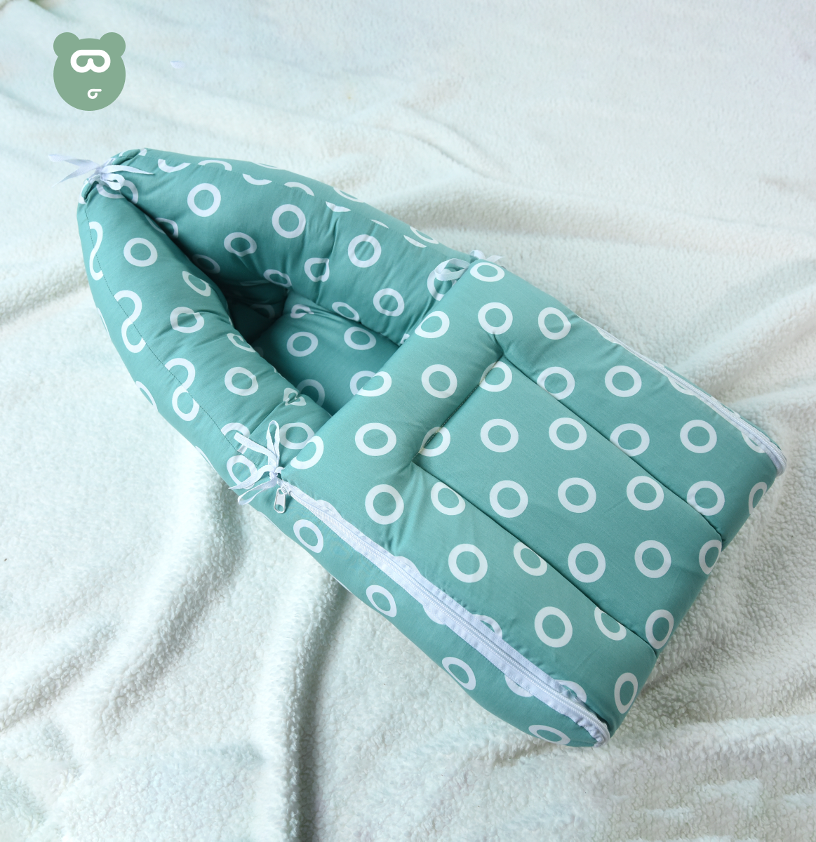Baby Sleeping Bag - Printed - Green & White Rings