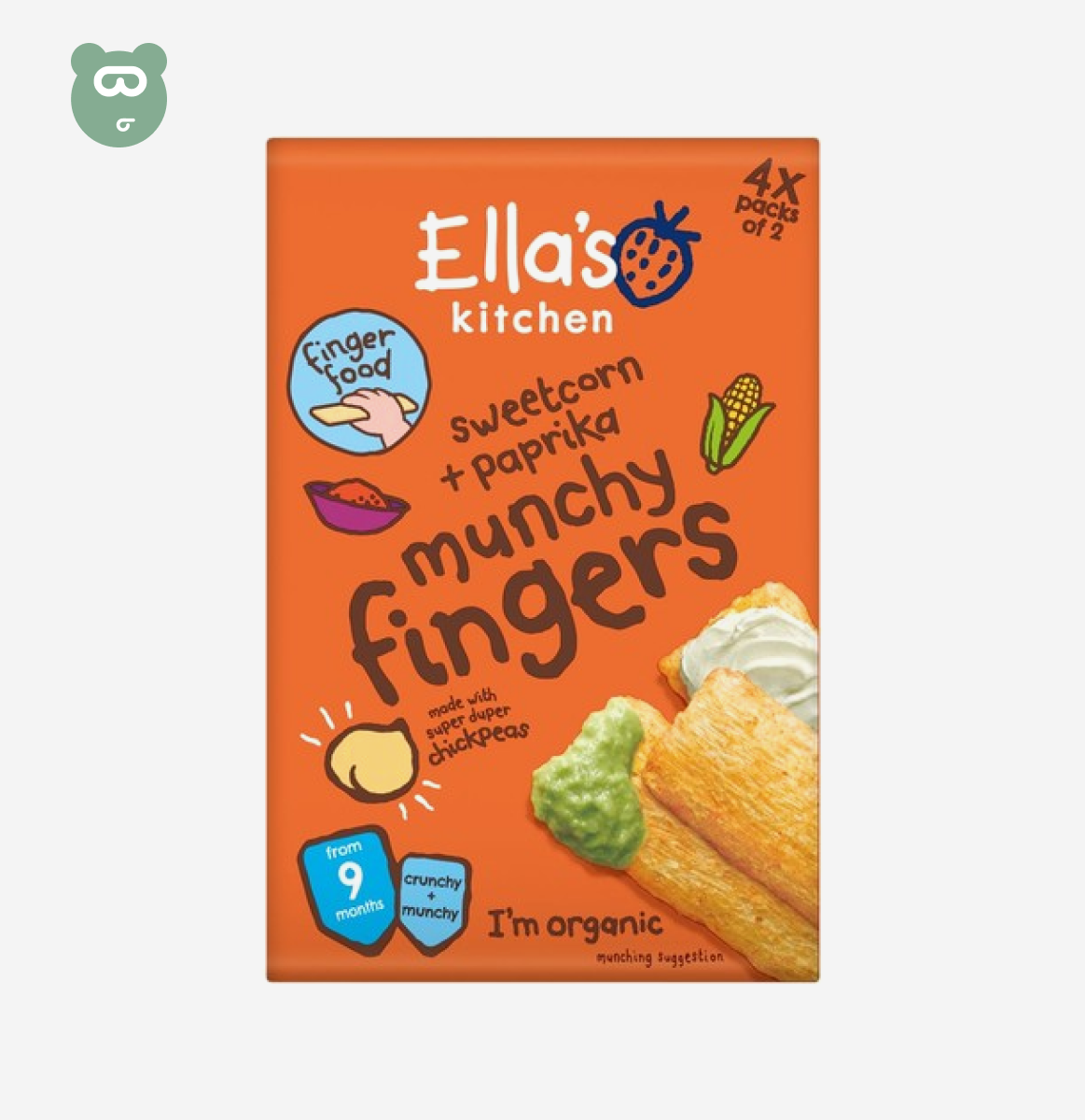 Ella's Kitchen Sweetcorn + Paprika Munchy Fingers - 4 pack - 9m+