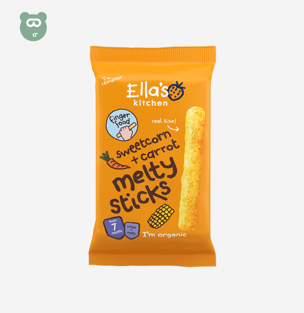 Ella's Kitchen Sweetcorn + Carrot Melty Sticks - 7m+