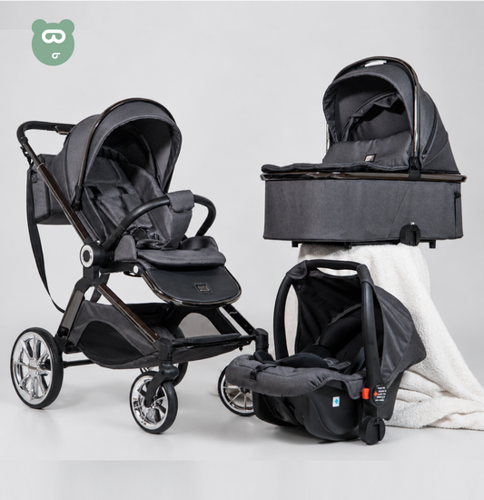 Burbay 3 in 1 Travel Stroller - S-0082 - Grey