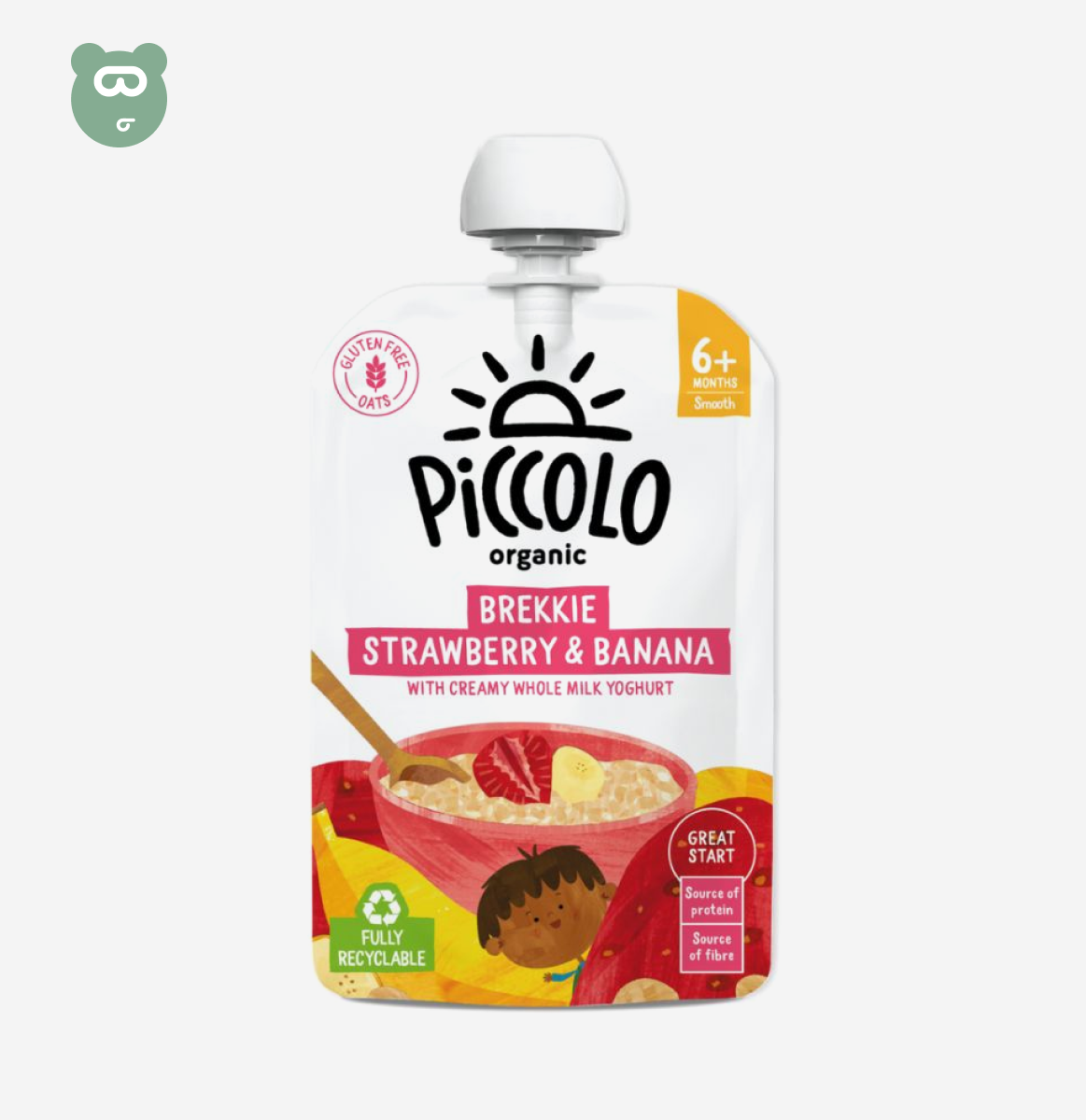 Piccolo Organic Brekkie Strawberry & Banana 100g 6m+