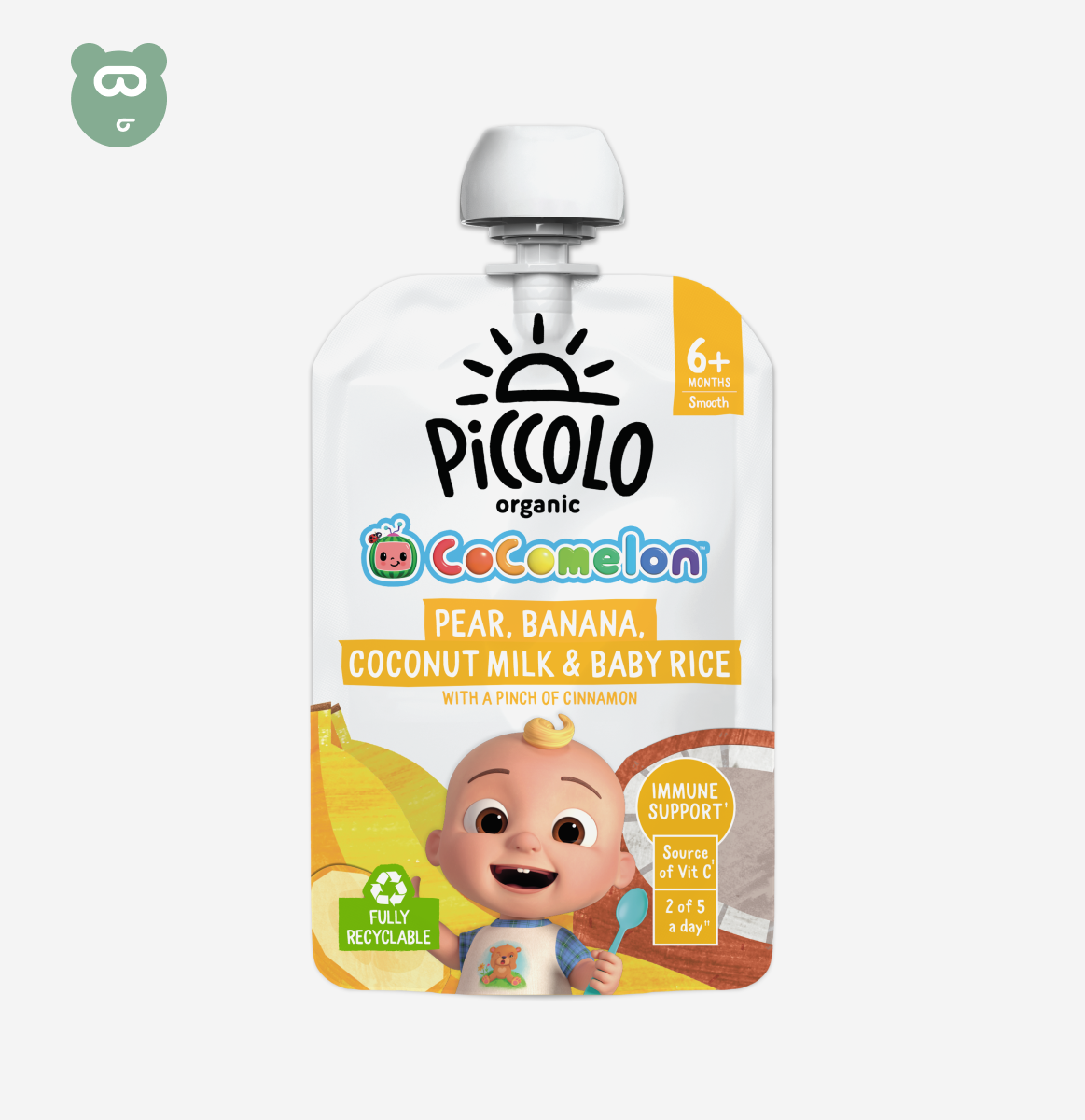 Piccolo Organic Pear,Banana,Coconut Milk & Baby Rice 100g 6m+