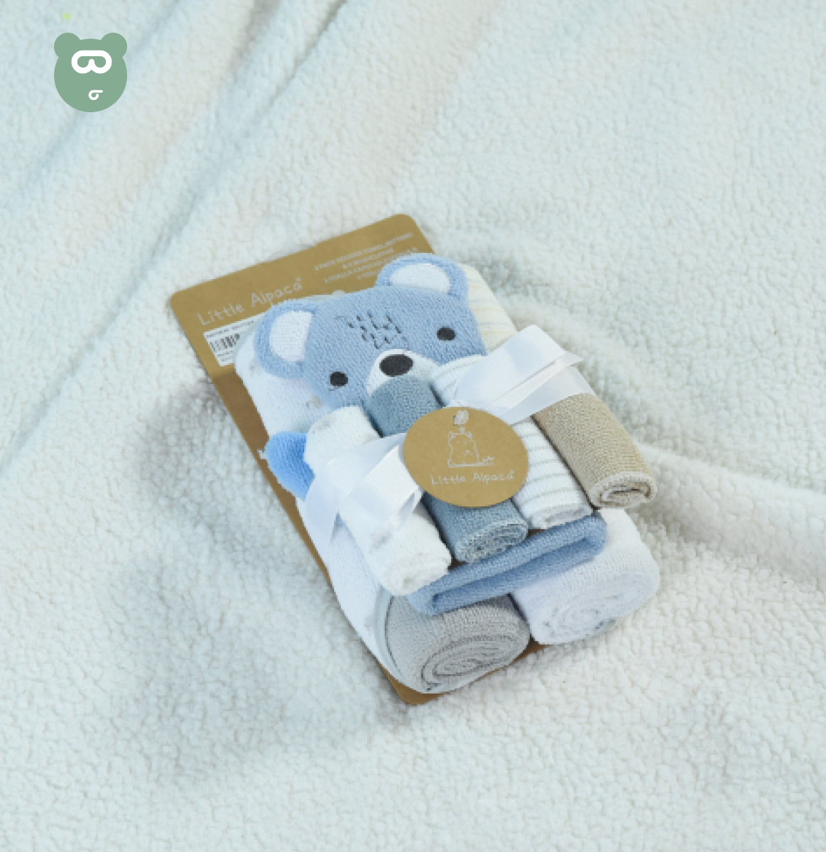 Hooded Towels, Mittens & Washcloth Set Blue Bear