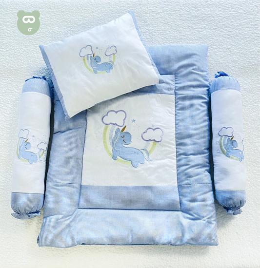 4 IN 1 Bedding Set Blue Unicorn