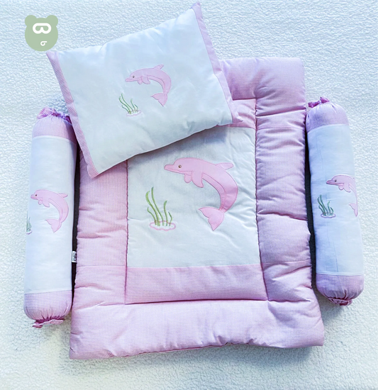 4 IN 1 Bedding Set Pink Dolphin