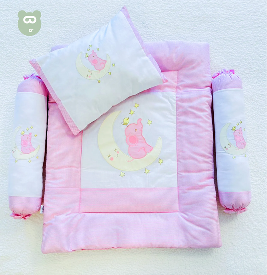 4 in 1 Bedding Set Pink Elephant