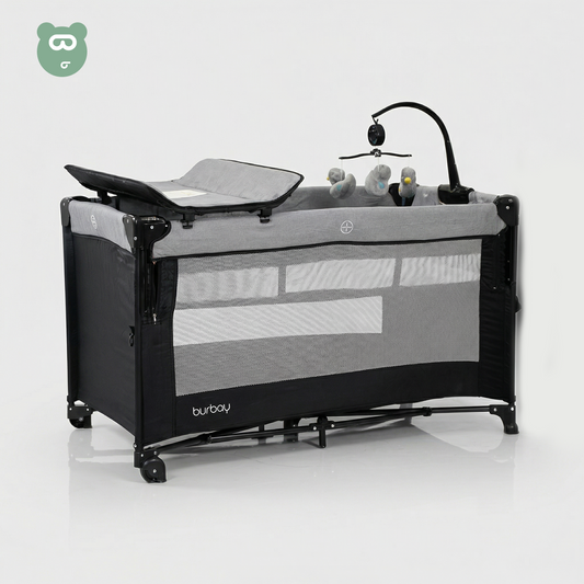 Burbay Travel Cot Black & Gray