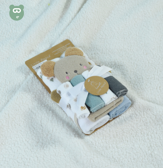 Hooded Towels, Mittens & Washcloth Set Brown Bear