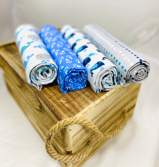 Baby Blanket 4 Set -Blue Whale