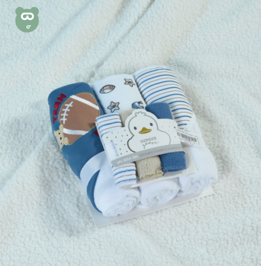Hooded Towels & Washcloths 6pcs Set - Rugger Bear