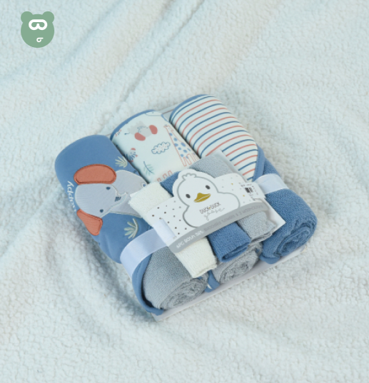 Hooded Towels & Washcloths 6pcs Set - Happy Elephant