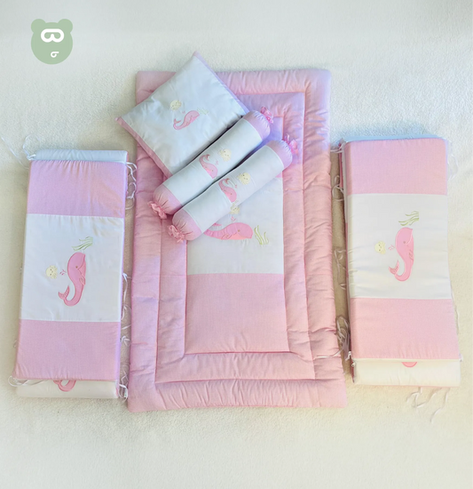 8 in 1 Bedding Set Dolphin - Pink