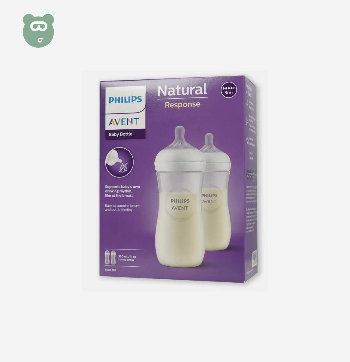 Avent Natural Bottle 330ml 2 pack - 3m+