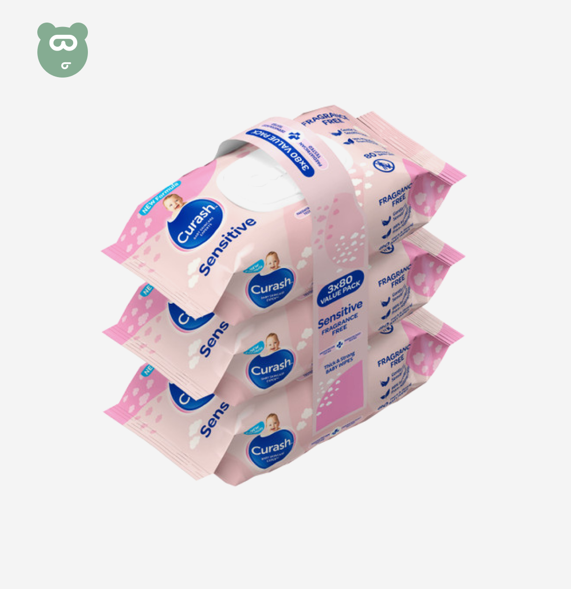 Curash Fragrance Free Wipes 3pk