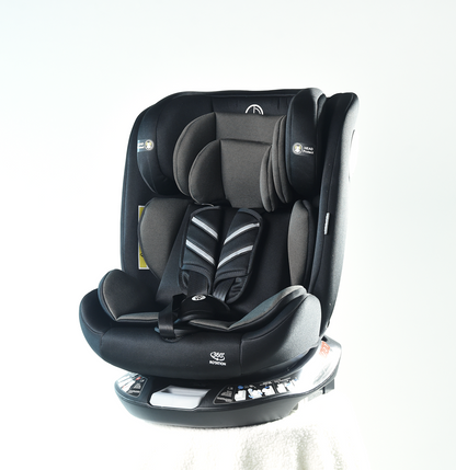Burbay 360 Isofix Car Seat - G410 - Black & Grey