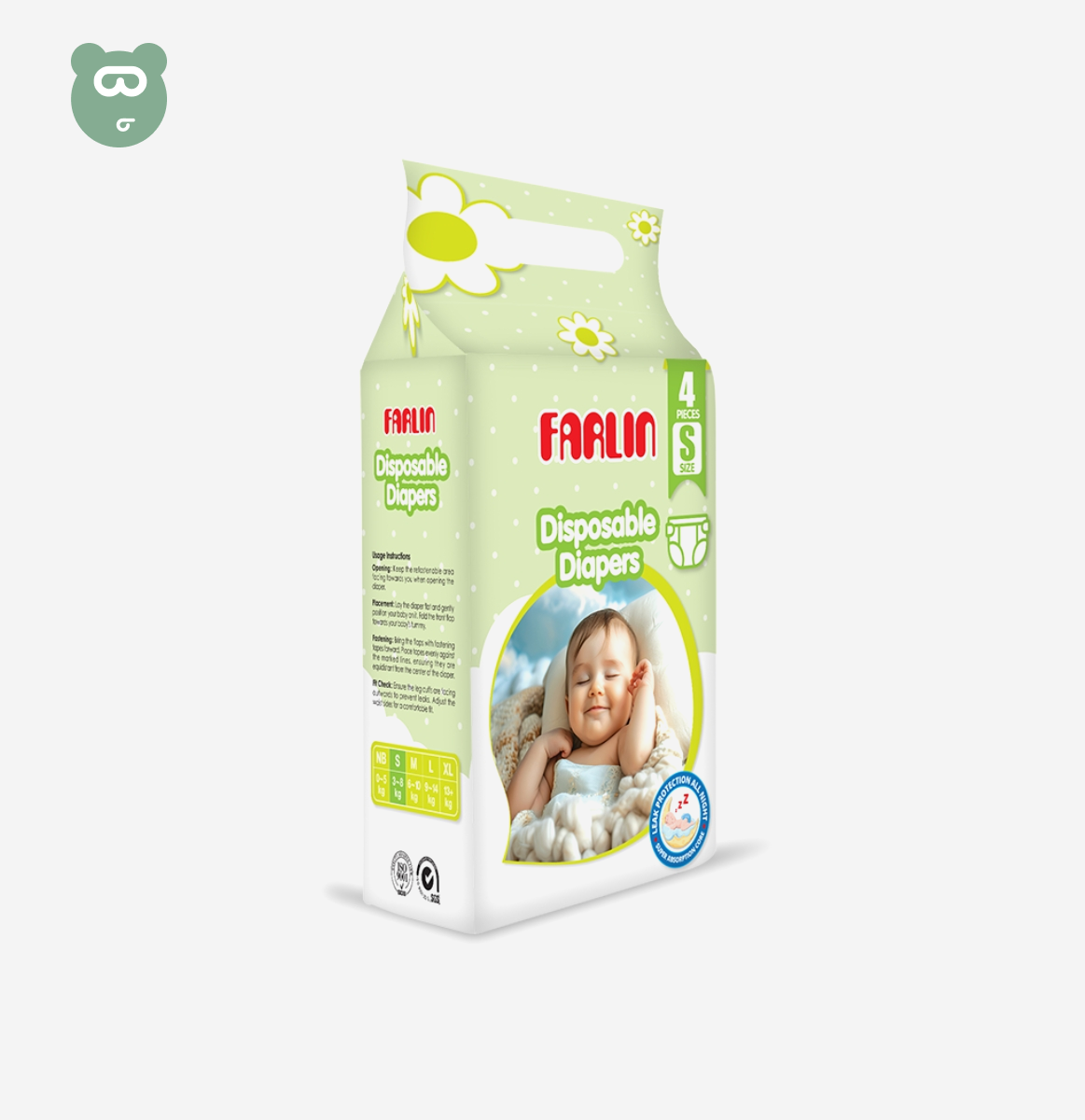 Farlin Baby Diapers (Large - 4 Pcs)