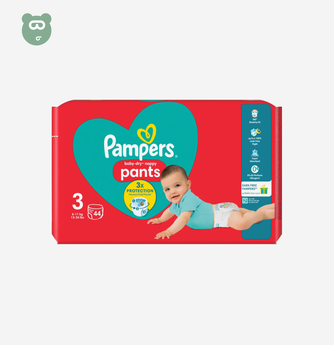 Pampers Dry 44 Nappy Pants 6-1 size 3