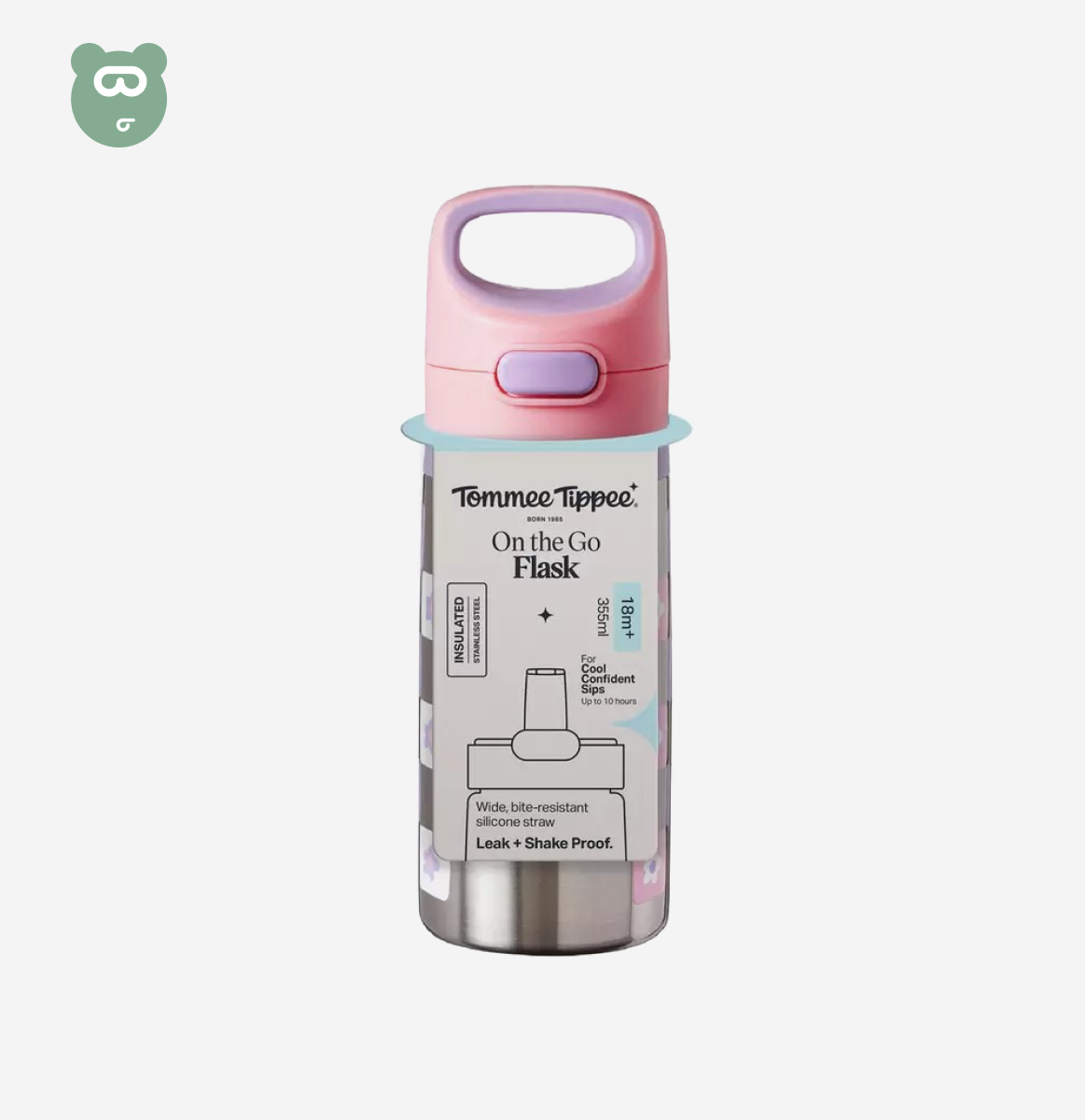 Tommee Tippee On the Go Flask 355ml 18m+ - Pink