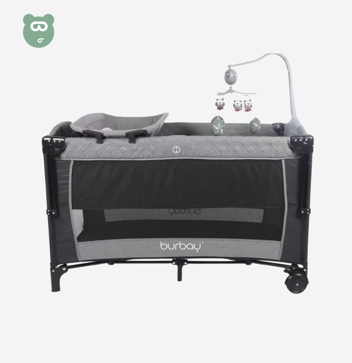 Travel Cot Burbay Light Grey