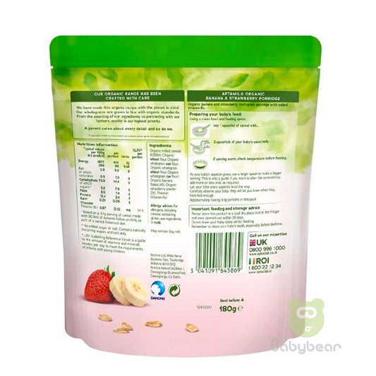 Aptamil Organic Baby Food Banana Strawberry Porridge 180g 6m