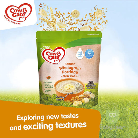 Cow & Gate Baby Food Banana Wholegrain Porridge with Buckwheat 200g +7m