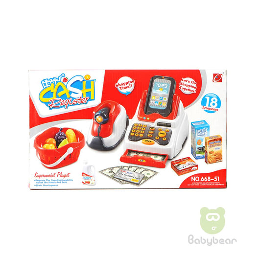 2 n 1 Touch Screen Cash Register and 18 Piece Supermarket Shopping and Kitchen Set