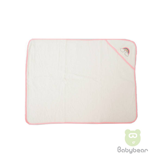 Babybear Hooded White Towel Pink Border