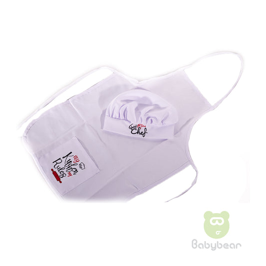 Kids Apron and Hat Set - My Kitchen My Rules