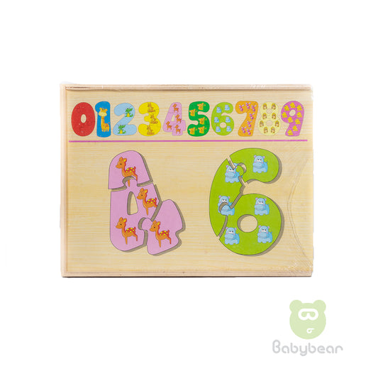 30 PCs Colorful  Wooden Board Animal Numbers Jigsaw Puzzle