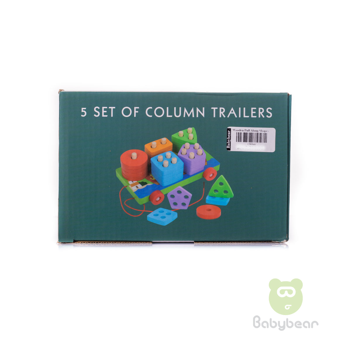 Wooden Pull Along shapes sorting trailer toy
