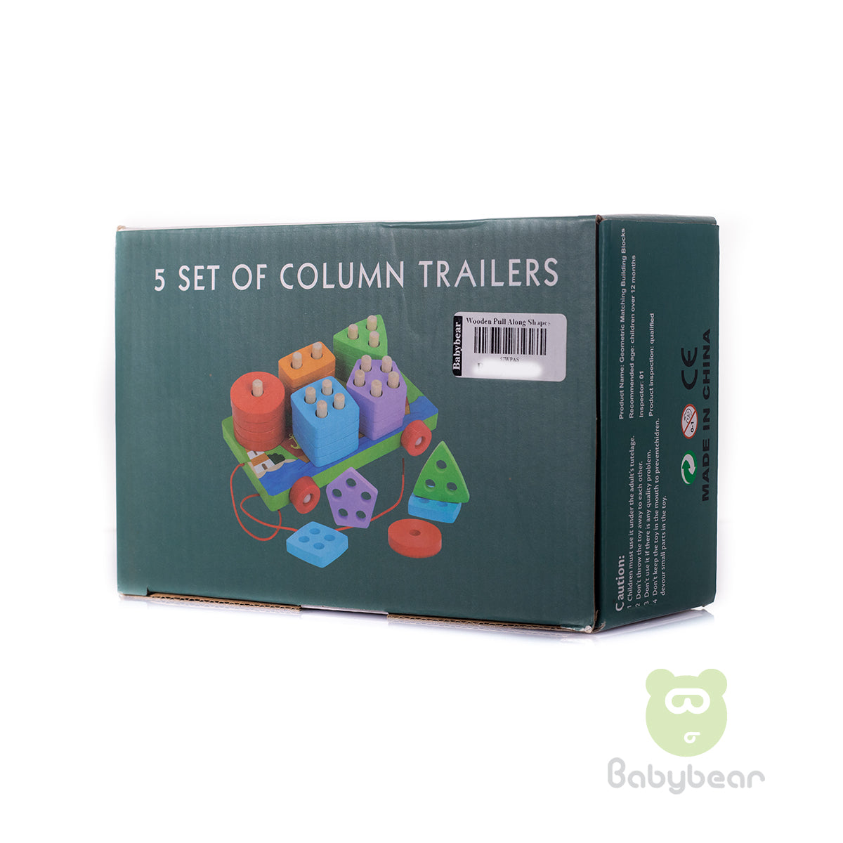 Wooden Pull Along shapes sorting trailer toy