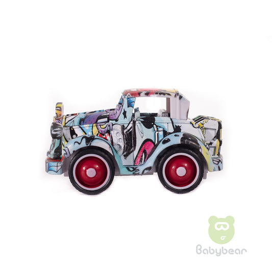 Graffiti Style Metal Friction Powered Die-cast Classic Cars Blue