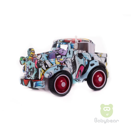 Graffiti Style Metal Friction Powered Die-cast Classic Cars Blue