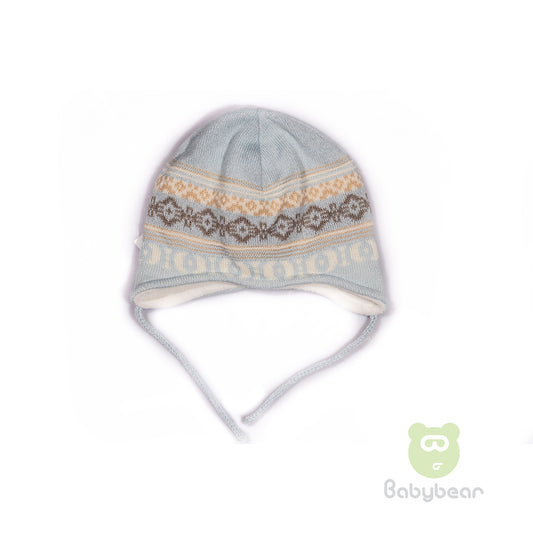 Baby Beanie Hat Blue white 6-12months