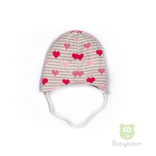 Baby Beanie Hat GreyPink 12-18 Months
