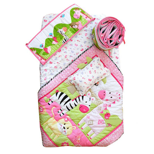 8 Piece Bedding Set - Pink Zoo