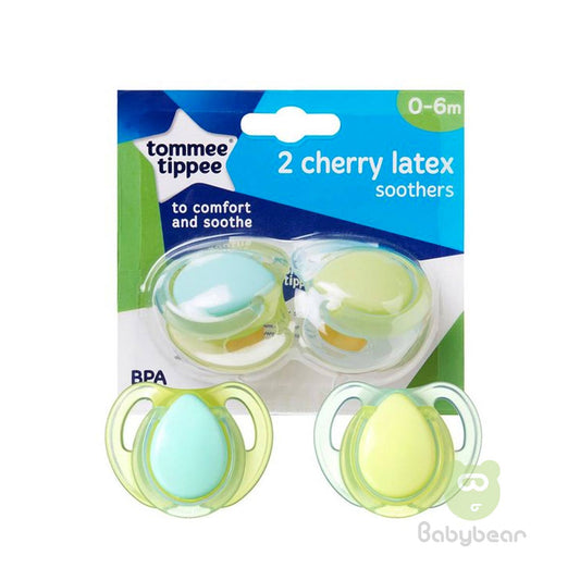 Tommee Tippee 2 Cherry Latex Soothers 6-18m Comfort Pacifier