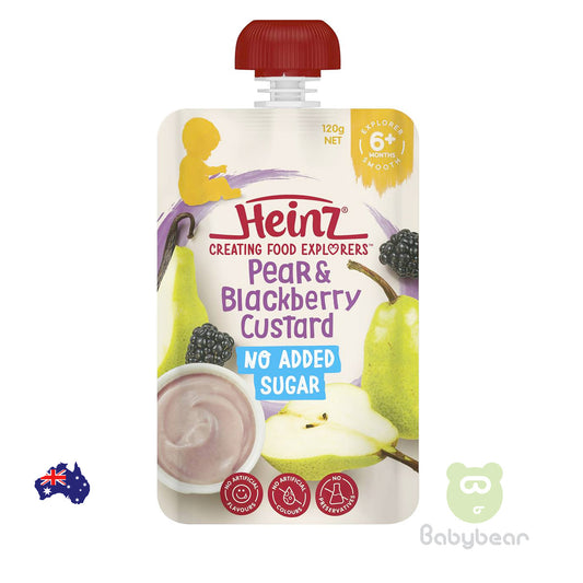 Heinz Baby Food Pear & Blackberry Custard 6m+ 120g Pouch