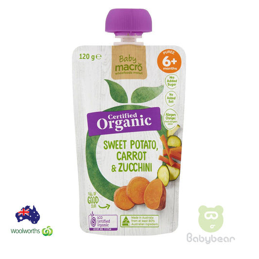 Baby Macro Organic Baby Food Sweet Potato Carrot & Zucchini 6m+ 120g Pouch