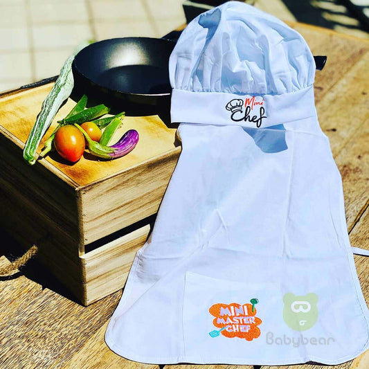 Mini Chef Hat & Apron  - White