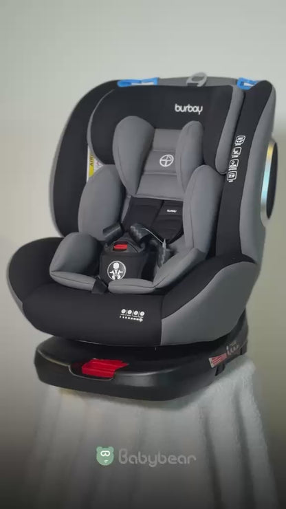 Burbay 360 Isofix  Car Seat Black and Dark Gray